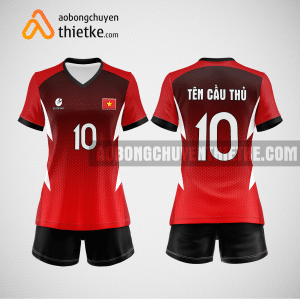 Mẫu áo thi đấu bóng chuyền đẹp màu đen đỏ BCN490 nữ