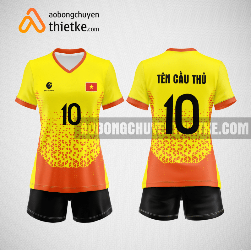 Mẫu áo thi đấu bóng chuyền đẹp màu vàng cam BCN488 nữ