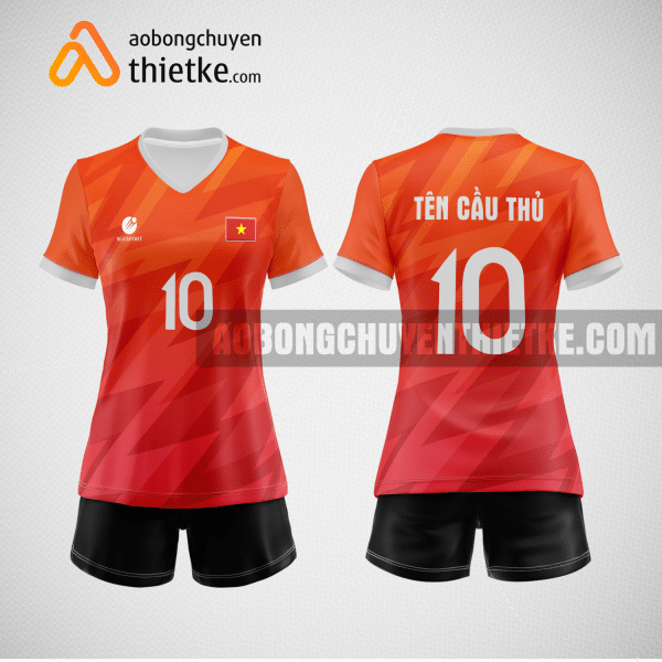 Mẫu áo thi đấu bóng chuyền màu cam BCN484 nữ