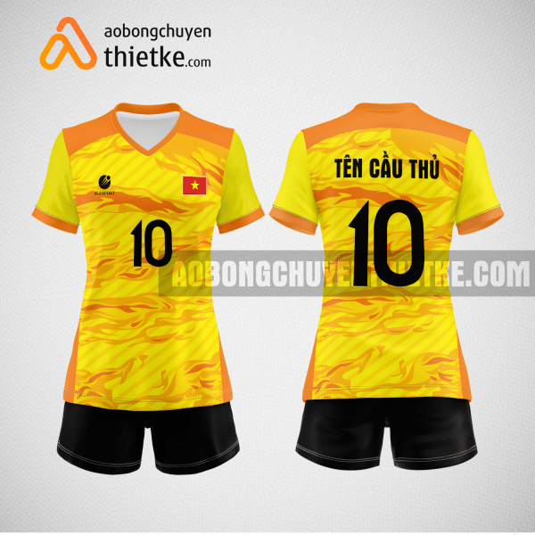 Mẫu quần áo thi đấu bóng chuyền 2022 màu vàng BCN495 nữ
