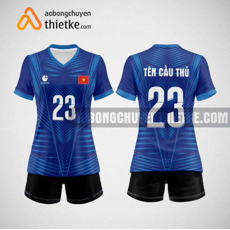 Mẫu quần áo bóng chuyền CTCP Đầu tư Năm Bảy Bảy xanh dương BCN760 nữ