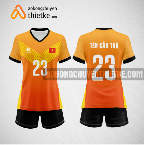 Mẫu đồng phục bóng chuyền CTCP Đầu tư Thương mại SMC màu cam BCN805 nữ