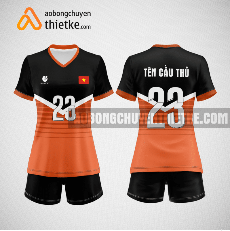 Mẫu quần áo bóng chuyền Công ty Cổ phần Tập đoàn ASG thiết kế màu cam BCN828 nữ