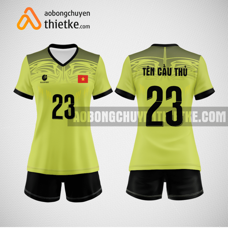 Mẫu trang phục thi đấu bóng chuyền Bệnh viện Quốc tế Thái Nguyên màu vàng BCN826 nữ