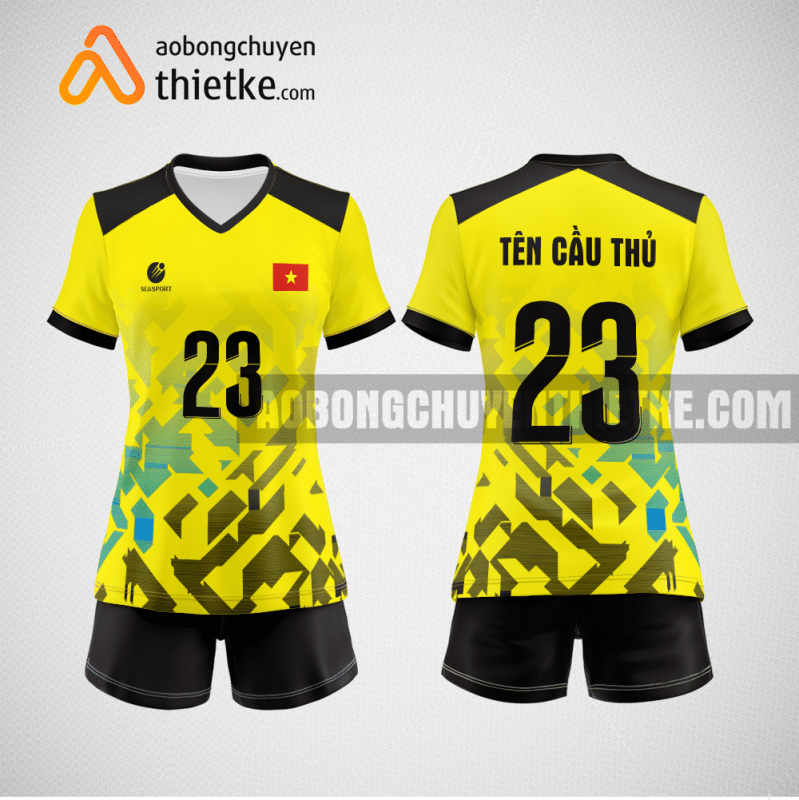 Mẫu đồ bóng chuyền CTCP Sonadezi Giang Điền màu vàng thiết kế BCN851 nữ