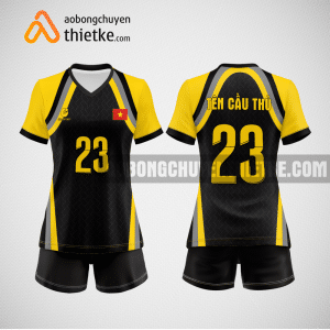 Mẫu quần áo bóng chuyền CTCP Dịch vụ Nông nghiệp Bình Thuận thiết kế màu vàng BCN852 nữ